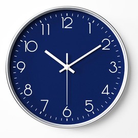 SENYURI Kitchen Wall Clocks, 8 Inch Silent Non-Ticking Wall Clock Battery Operated Analog Movement, Navy Blue Modern Decorative Clock with Arabic Numerical for Living Room, Office Decor