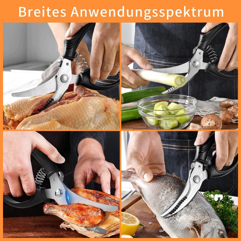 Poultry Shears, Sharp Stainless Steel Poultry Scissors for Meat, with