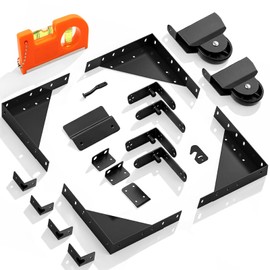 Sliding Gate Hardware Kit, Heavy Duty Fence Gate Kit with Roll Wheels, Universal Anti Sag Gate Corner Bracket for 1" to 2" Thick Wooden Fences, for Outdoor Fence, Garden, Deck, Driveway/Porch