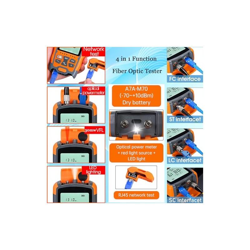 Xunsomten-1pcs 4 in 1 Function VFL Visual Fault Locator &
