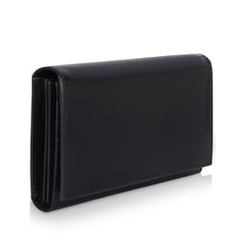 Hudson & James Ladies RFID Safe Leather Purse Card Women Wallet Zip Pocket (Black)