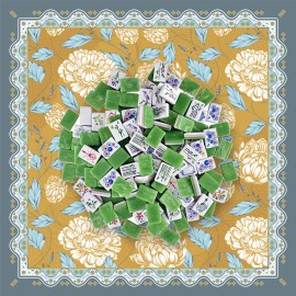 Acrylic American Mahjong Set 160 Marble Tiles Golden Mustard Bloom Playmat Non-Slip Mat for 4 Player Club Game Ready ShipColor: Black Mahjong Bag Set