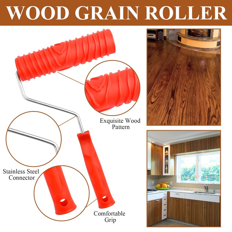 Supkiir 8Pcs Wood Graining Painting Tool Set, Including Rubber Wood
