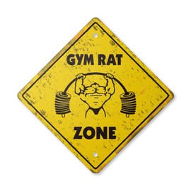 Gymrat Vintage Crossing Sign Zone Xing | Indoor/Outdoor Plastic | 12" Tall Rustic Fitness Trainer Body Builder Workout Exercise Muscles
