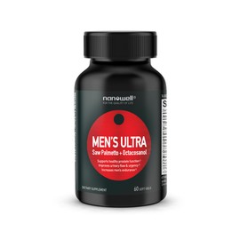NANOWELL Men’s Ultra Saw Palmetto + Octacosanol Supplement with Vitamin D3, Zinc, and Selenium - Supports Prostate & Overall Wellness - 60 Softgels, 60 Day Supply