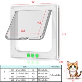 BEIKOTT Extra Large Cat Door (Outer Size 11" x 9.9"), Cat Door Flap, 4-Way Locking Weatherproof Pet Door for Cats & Dogs, Draft-Sealed Bug-Proof for Indoor Use (XL)