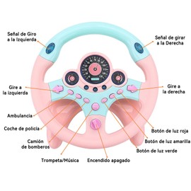 AOVMY Volante de Juguete, Juguete Eléctrico de Simulación de Educación Temprana, Juguete Inteligente con Música Regalos