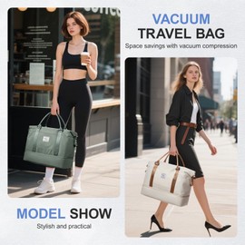Weekender Bags for Women,Travel Duffle Overnight Bag with Shoe Compartment,vacuum compressed Personal Item Carry On Bag,Gym Bag for Men，Overnight bag