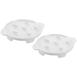 Bamboo's Grocery LoKii 6 Holes 2 Pack Ceramic Escargot Dish, Ceramic Snail Dish with Handles, Escargot Dish Diet Plates, White, 6 Inches, Medium