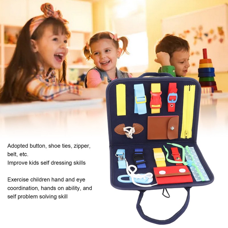 Kids Dress Learning Board Zipper Lace Up Buckles Release Felt