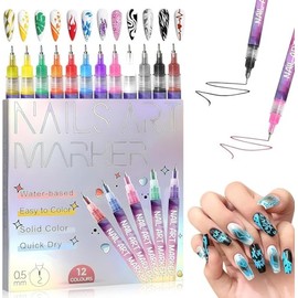 12 Colors Nail Art Pens Set, 2026 Nuevos Rotuladores para Uñas de Gel, Nail Art Point Grafiti Pen Set, Rotuladores de Puntos, Rotuladores de Pinceles Delineadores, Diseño de Uñas, Decoraciones DIY
