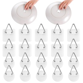 Gjinxi 20Pcs Invisible Adhesive Plate Hanger, 1.25 Inch Vertical Plate Holders for The Wall, Adhesive Picture Hanger, Wall Plate Hanger Display Holder, Hanging Hooks for Decorative Plates and Wall Art