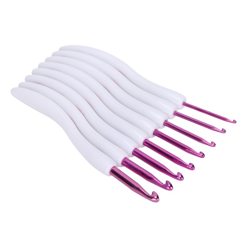 8pcs Crochet Hooks Curved Soft Handle Comfortable Portable Knitting Tool