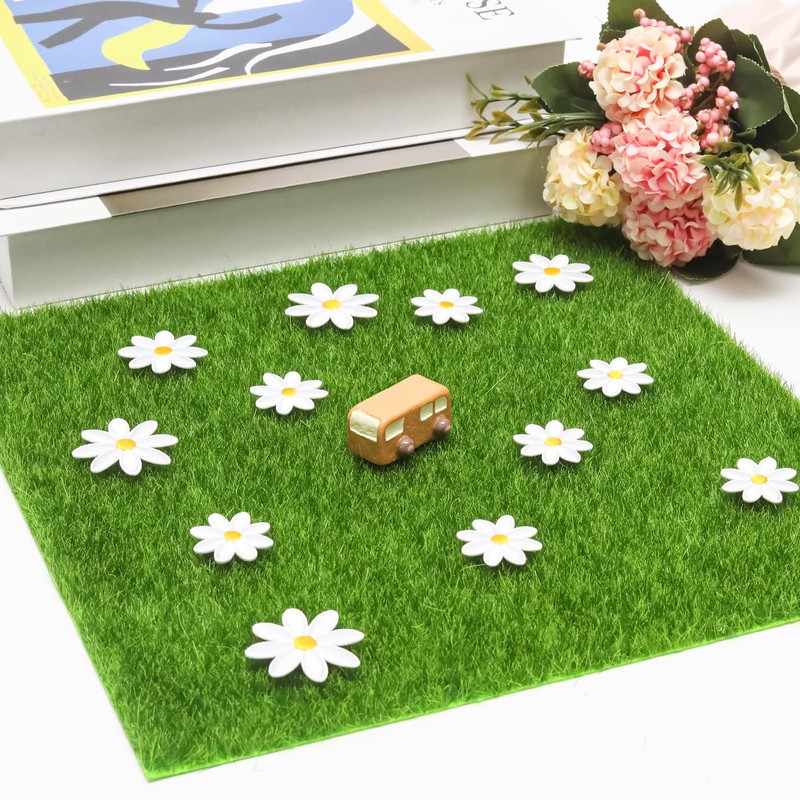 WINDAWNKE 4 Pack Artificial Grass 12 x 12 Inches Miniature