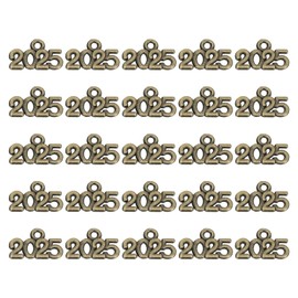 PATIKIL 2025 Graduation Tassel Charm, 72 Pcs Alloy 2025 Year Mini Letter Charm for Graduation Tassel Graduation Cap Necklace Pendant DIY Key Making, Bronze