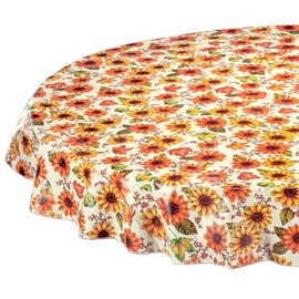 Sunflower Harvest Vinyl Table Cover by Chef's Pride, 70" Round