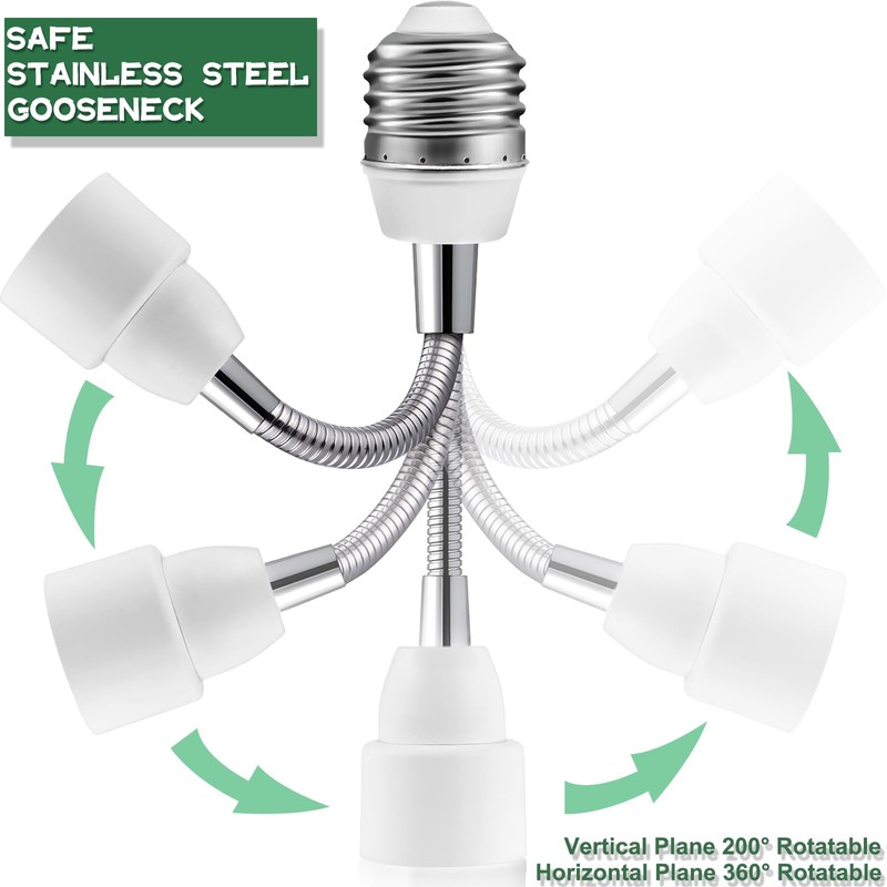 3 Prong Outlet Light Socket Adapter,Light Bulb to Outlet Socket