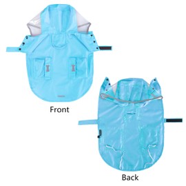 Dog Raincoat Waterproof Rain Poncho with Hoodie, High Reflective Adjustable Pet Rain Jacket with Leash Hole for Small Medium and Large Dogs (Blue, Medium)