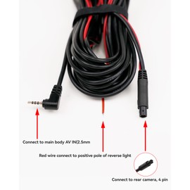 WOLFBOX 33Feet Rear Camera Longer Replacement Cable for G840S/ G930 / G840H / G850 / G850PRO / i07/ i17 / X3 / G900PRO Version with 2.5mm Jack (4-Pin)