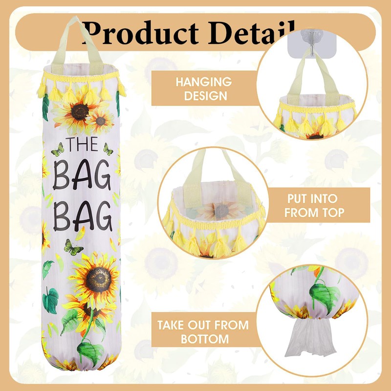AOOTUERL Sunflower Plastic Bag Holder for Kitchen, carrier bag storage,
