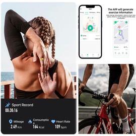 YuYolex Smart Ring Fitness Ring Heart Rate Monitor Sleep Tracker Blood Pressure Ring Blood Oxygen Fitness Tracker Pedometer Step Counter Calories Waterproof Health Smart Rings for Men Women