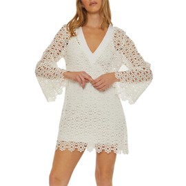 Trina Turk Women's Standard Chateau Bell Slip Dress, V-Neck, Beach Cover Ups, Vanilla