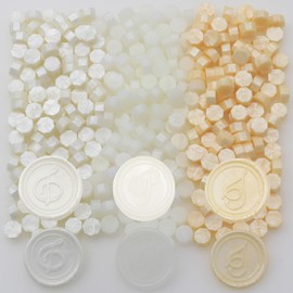 Translucent Wax Seal Beads, 300Pcs Pearl White Mix Sealing Wax Beads for Wax Seal Stamp, Warm White Wax Seal Beads Set with 3 Colors Perfect for Gift Sealing, Letter Wax Sealing (Pearl White Mix)