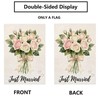 Just Married Wedding flower Garden Flag 12x18 Inch Burlap Double