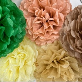 Pack of 20 Mixed Colours Rustic Country House Tissue Paper Pom Poms Wedding Birthday Party Hanging Garland Decorations (Country Colours)