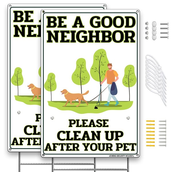 Clean Up After Your Pet Aluminum Signs 2 Pack 12x8
