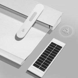 MUSCLEAREA Motorized Blinds with Remote, Hub-Free Smart Blinds Work with Alexa, Automatic Roller Shades for Windows with Matter Motor, Cordless Blackout Blinds, Solar Panel, Rechargeable, White, 30*72