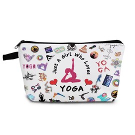 YULUENZE Yoga Presents Just Love Yoga Makeup Bag Yoga Organizer Bag Toiletry Pouch with Zipper Yoga Cosmetic Bag Present for Yoga Lovers Yoga Coach Women Friends