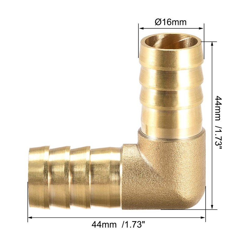 sourcing map 16mm Barb Brass Hose Fitting 90 Degree Elbow