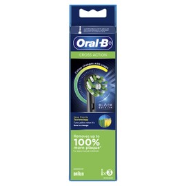 Oral-B Cross Action Electric Toothbrush Replacement Brush Heads, Black, 3 Count (Pack of 1)