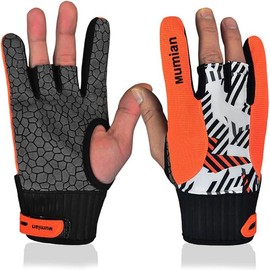 Professional Anti-Skid Bowling Gloves Comfortable Bowling Accessories Semi-Finger Instruments Sports Gloves Mittens for Bowling - Color: Orange-L
