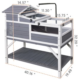 GEGURI Tortoise Habitat House Indoor Outdoor, 3-Room Wooden Turtle Enclosure Reptile Cage with Shelf Storage, Balcony & 2 Stories for Small Animals
