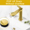 Bathroom Sink Drain without Overflow Brushed Gold, ABS Pop up