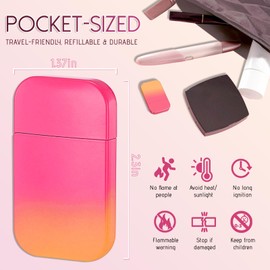 Pink Flame Torch Lighter Glittery Cute Cool Refillable Butane Lighter Windproof Pocket Lighter for Women and Girls(Butane Not Include) (Orange Pink)