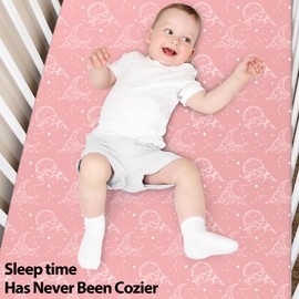 Unnivoll Unnivoll Pack and Play Sheets Fitted 3 Pack, Mini Crib Sheets for Pack N Play Mattress Stretchy Portable Playard Sheets, Soft Breathable Pink White Moon