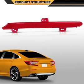 CNNELL Rear Bumper Reflector Light Tail Stop Lamp Housing Left Compatible with Honda Accord 2018-2022, 33555TVAA01, HO1184113