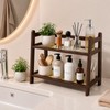 Rattan-Look Bathroom Counter Organizer, Countertop Shelf for Bathroom Decor