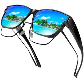URUMQI Polarized Sunglasses Fit Over Glasses for Men Women, Oversized Square Sun Glasses UV400 Protection Shades