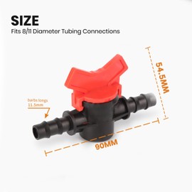 4PCS 3/8 Inch ID In Line Barbed Ball Valve Shut Off Switch for Drip Irrigation and Aquariums Control Water Flow with Hose Barb