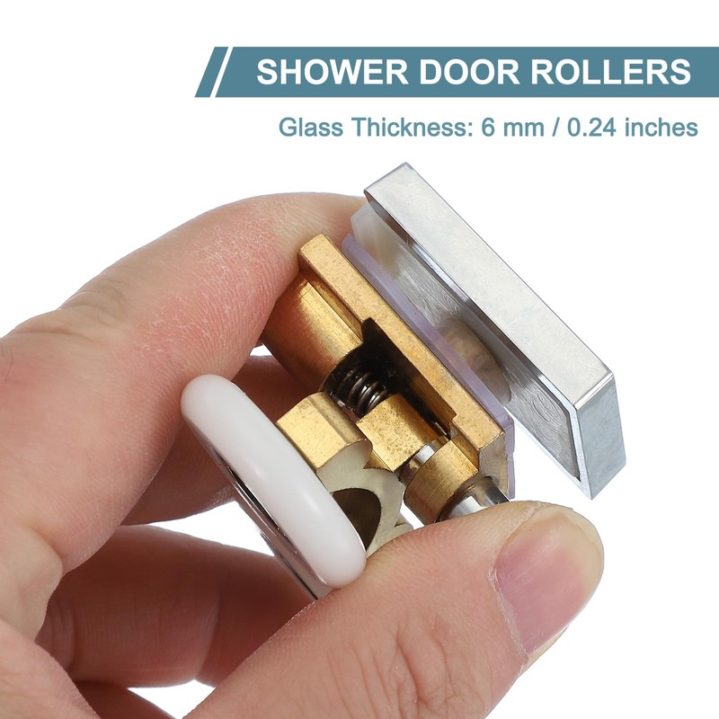 sourcing map 4 Pcs 26mm Double Shower Door Rollers Copper