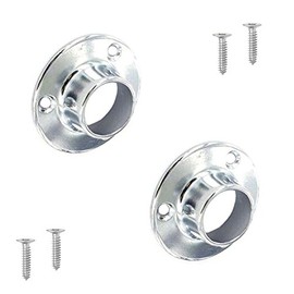 2 x Wardrobe Rail 25mm Round Tube End Sockets in Polished Chrome