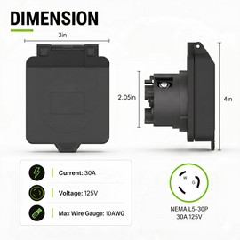 Muelnmey 30 Amp RV Shore Power Inlet, NEMA L5-30P 125V Twist Lock Receptacle with Weatherproof Cover for RV Camper Trailer Boat Caravan Motorhome Van – Black