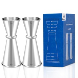 Lexenic 1oz 2oz Japanese Jigger with 7 Measurements Inside for Bartender, Premium 304 Stainless Steel Heavy-Duty Jigger, Bar Accessories for The Home Bar Set (Pack 2)