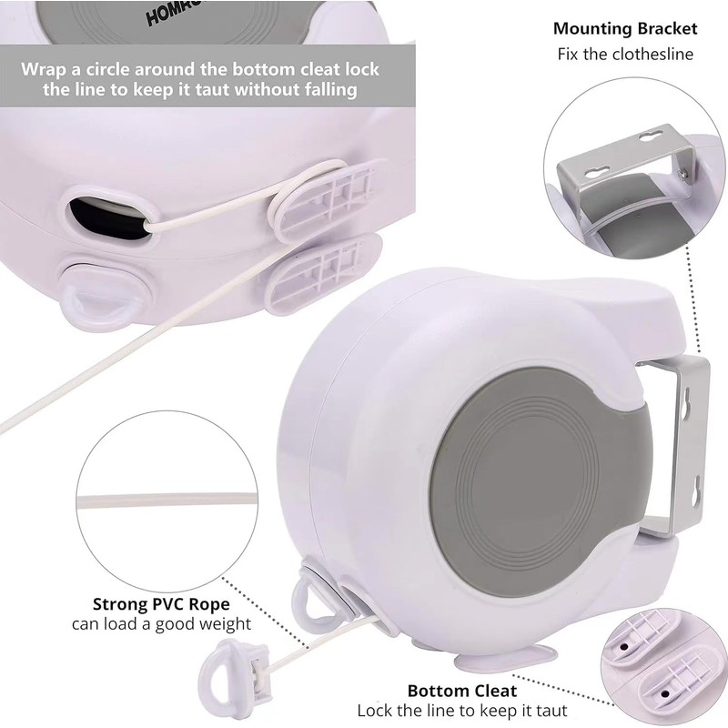 Retractable Clothesline 2x49 Feet Outdoor Indoor, Dual Heavy Duty Clotheslines