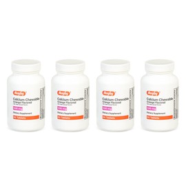 Rugby 500mg Calcium Chewable Tablets - Dietary Supplement - Orange Flavored - 60 Count (4 Pack)