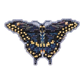 Black Swallowtail Butterfly Beaded Counted Cross Stitch Ornament Kit Mill Hill 2011 Spring Bouquet MH18-1103